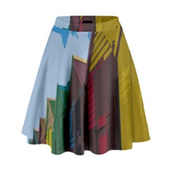 Brightly Colored Dressing Huts High Waist Skirt by Nexatart