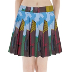 Brightly Colored Dressing Huts Pleated Mini Skirt by Nexatart