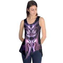 Angry Mantis Fractal In Shades Of Purple Sleeveless Tunic by Nexatart