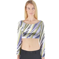 Wavy Ribbons Background Wallpaper Long Sleeve Crop Top by Nexatart