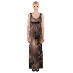 A Fractal Image In Shades Of Brown Maxi Thigh Split Dress by Nexatart