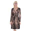 A Fractal Image In Shades Of Brown Long Sleeve Velvet Front Wrap Dress View1