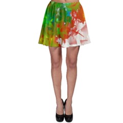 Digitally Painted Messy Paint Background Textur Skater Skirt by Nexatart