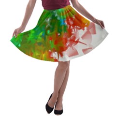 Digitally Painted Messy Paint Background Textur A-line Skater Skirt by Nexatart