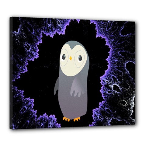 Fractal Image With Penguin Drawing Canvas 24  X 20  by Nexatart