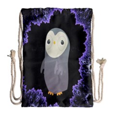 Fractal Image With Penguin Drawing Drawstring Bag (large) by Nexatart