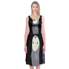 Fractal Image With Penguin Drawing Midi Sleeveless Dress by Nexatart