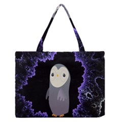 Fractal Image With Penguin Drawing Medium Zipper Tote Bag by Nexatart