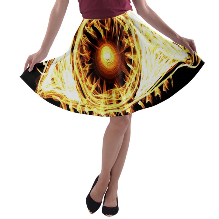 Flame Eye Burning Hot Eye Illustration A-line Skater Skirt