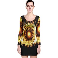 Flame Eye Burning Hot Eye Illustration Long Sleeve Velvet Bodycon Dress by Nexatart