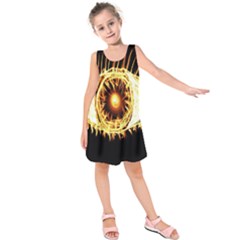 Flame Eye Burning Hot Eye Illustration Kids  Sleeveless Dress by Nexatart