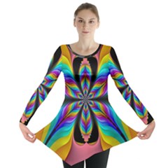 Fractal Butterfly Long Sleeve Tunic  by Nexatart