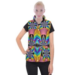 Fractal Butterfly Women s Button Up Puffer Vest by Nexatart