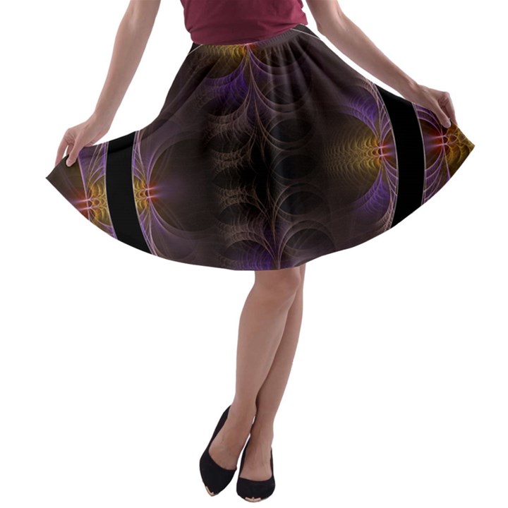 Wallpaper With Fractal Black Ring A-line Skater Skirt