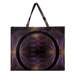 Wallpaper With Fractal Black Ring Zipper Large Tote Bag by Nexatart