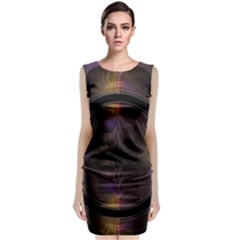 Wallpaper With Fractal Black Ring Sleeveless Velvet Midi Dress by Nexatart