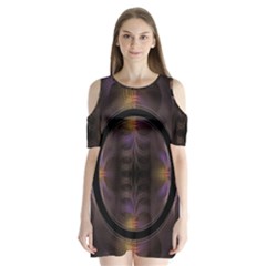 Wallpaper With Fractal Black Ring Shoulder Cutout Velvet  One Piece by Nexatart