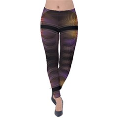 Wallpaper With Fractal Black Ring Velvet Leggings by Nexatart