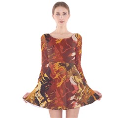 Abstraction Abstract Pattern Long Sleeve Velvet Skater Dress by Nexatart