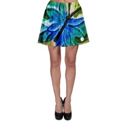 Blue Spotted Butterfly Art In Glass With White Spots Skater Skirt by Nexatart