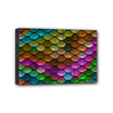 Fish Scales Pattern Background In Rainbow Colors Wallpaper Mini Canvas 6  X 4  by Nexatart