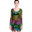 Fish Scales Pattern Background In Rainbow Colors Wallpaper Long Sleeve Bodycon Dress View1