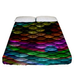 Fish Scales Pattern Background In Rainbow Colors Wallpaper Fitted Sheet (king Size) by Nexatart