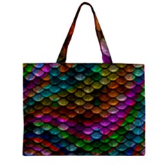 Fish Scales Pattern Background In Rainbow Colors Wallpaper Zipper Mini Tote Bag by Nexatart