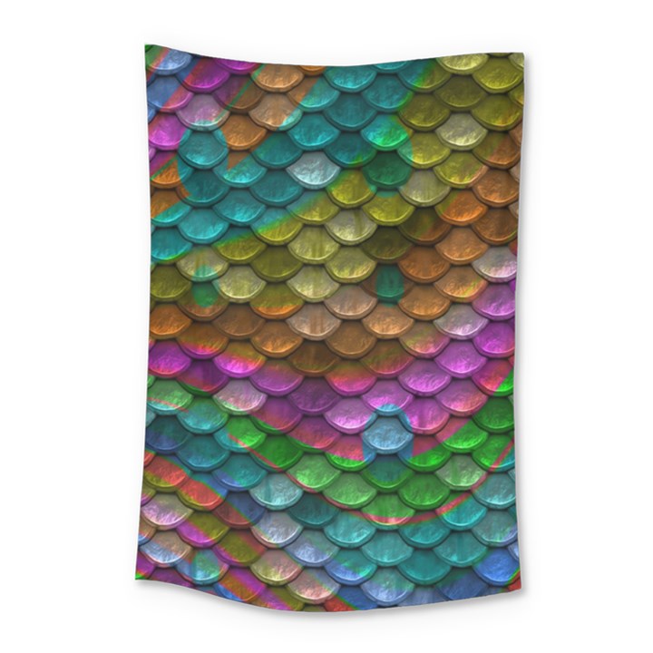 Fish Scales Pattern Background In Rainbow Colors Wallpaper Small Tapestry