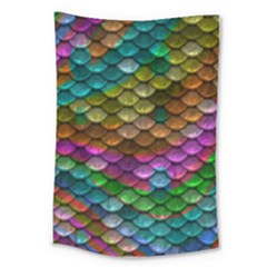 Fish Scales Pattern Background In Rainbow Colors Wallpaper Large Tapestry by Nexatart