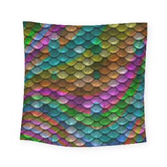 Fish Scales Pattern Background In Rainbow Colors Wallpaper Square Tapestry (small) by Nexatart