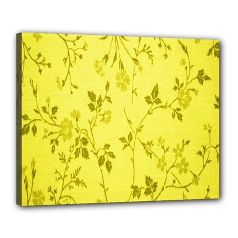 Flowery Yellow Fabric Canvas 20  X 16  by Nexatart