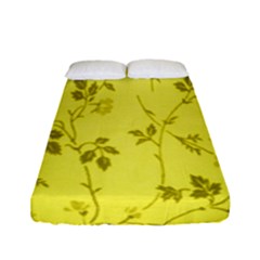 Flowery Yellow Fabric Fitted Sheet (full/ Double Size) by Nexatart