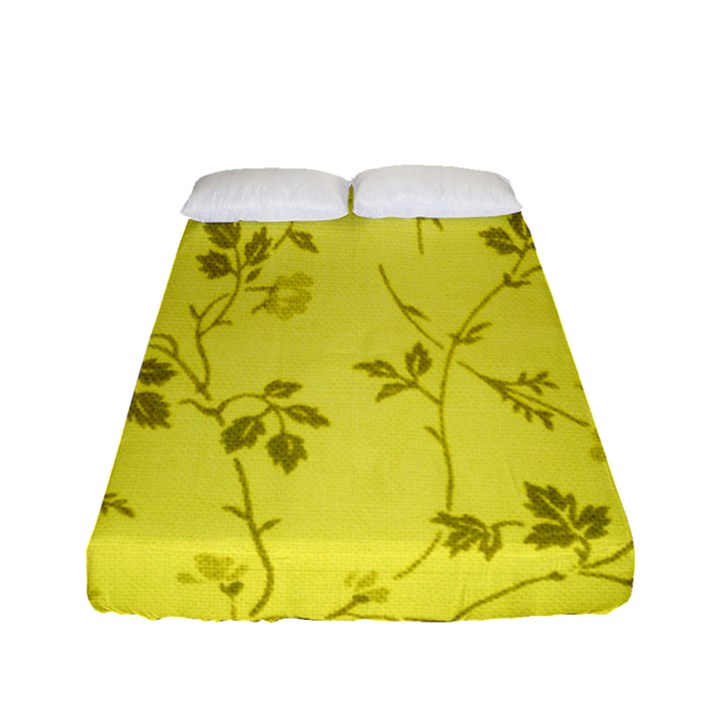 Flowery Yellow Fabric Fitted Sheet (Full/ Double Size)