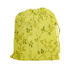 Flowery Yellow Fabric Drawstring Pouches (xxl) by Nexatart