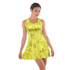 Flowery Yellow Fabric Cotton Racerback Dress by Nexatart