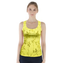 Flowery Yellow Fabric Racer Back Sports Top by Nexatart