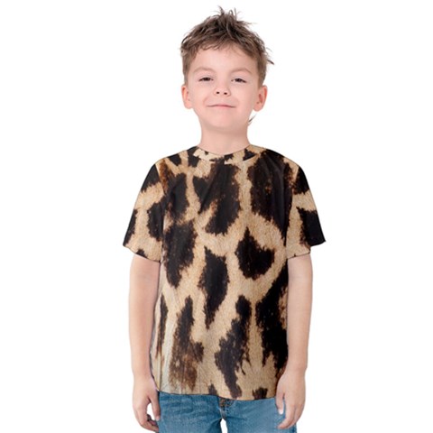 Giraffe Texture Yellow And Brown Spots On Giraffe Skin Kids  Cotton Tee by Nexatart