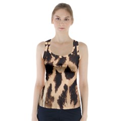 Giraffe Texture Yellow And Brown Spots On Giraffe Skin Racer Back Sports Top by Nexatart