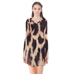 Giraffe Texture Yellow And Brown Spots On Giraffe Skin Flare Dress by Nexatart