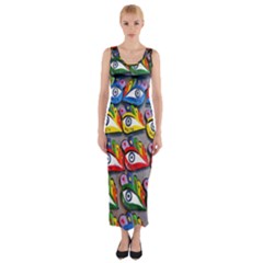 The Eye Of Osiris As Seen On Mediterranean Fishing Boats For Good Luck Fitted Maxi Dress by Nexatart