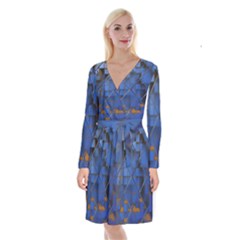 Glass Abstract Art Pattern Long Sleeve Velvet Front Wrap Dress