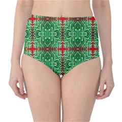 Geometric Seamless Pattern Digital Computer Graphic High-waist Bikini Bottoms by Nexatart