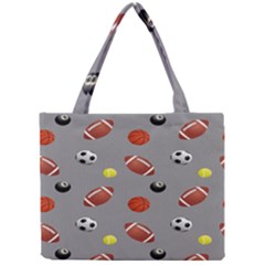 Balltiled Grey Ball Tennis Football Basketball Billiards Mini Tote Bag by Mariart