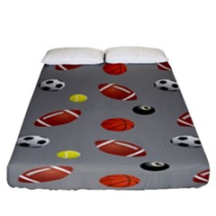 Balltiled Grey Ball Tennis Football Basketball Billiards Fitted Sheet (california King Size) by Mariart