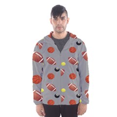 Balltiled Grey Ball Tennis Football Basketball Billiards Hooded Wind Breaker (men) by Mariart