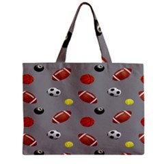 Balltiled Grey Ball Tennis Football Basketball Billiards Zipper Mini Tote Bag by Mariart