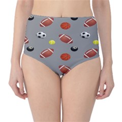 Balltiled Grey Ball Tennis Football Basketball Billiards High-waist Bikini Bottoms by Mariart