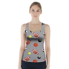 Balltiled Grey Ball Tennis Football Basketball Billiards Racer Back Sports Top by Mariart