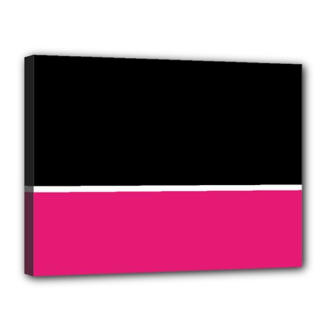 Black Pink Line White Canvas 16  X 12  by Mariart